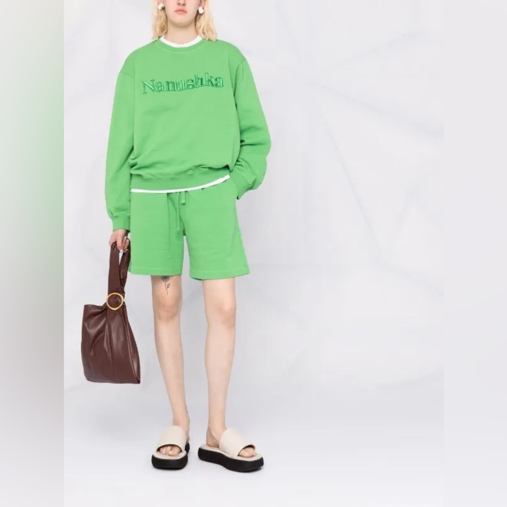 Nanushka Embroidered Green Sweater & Shorts Set | 100% cotton
